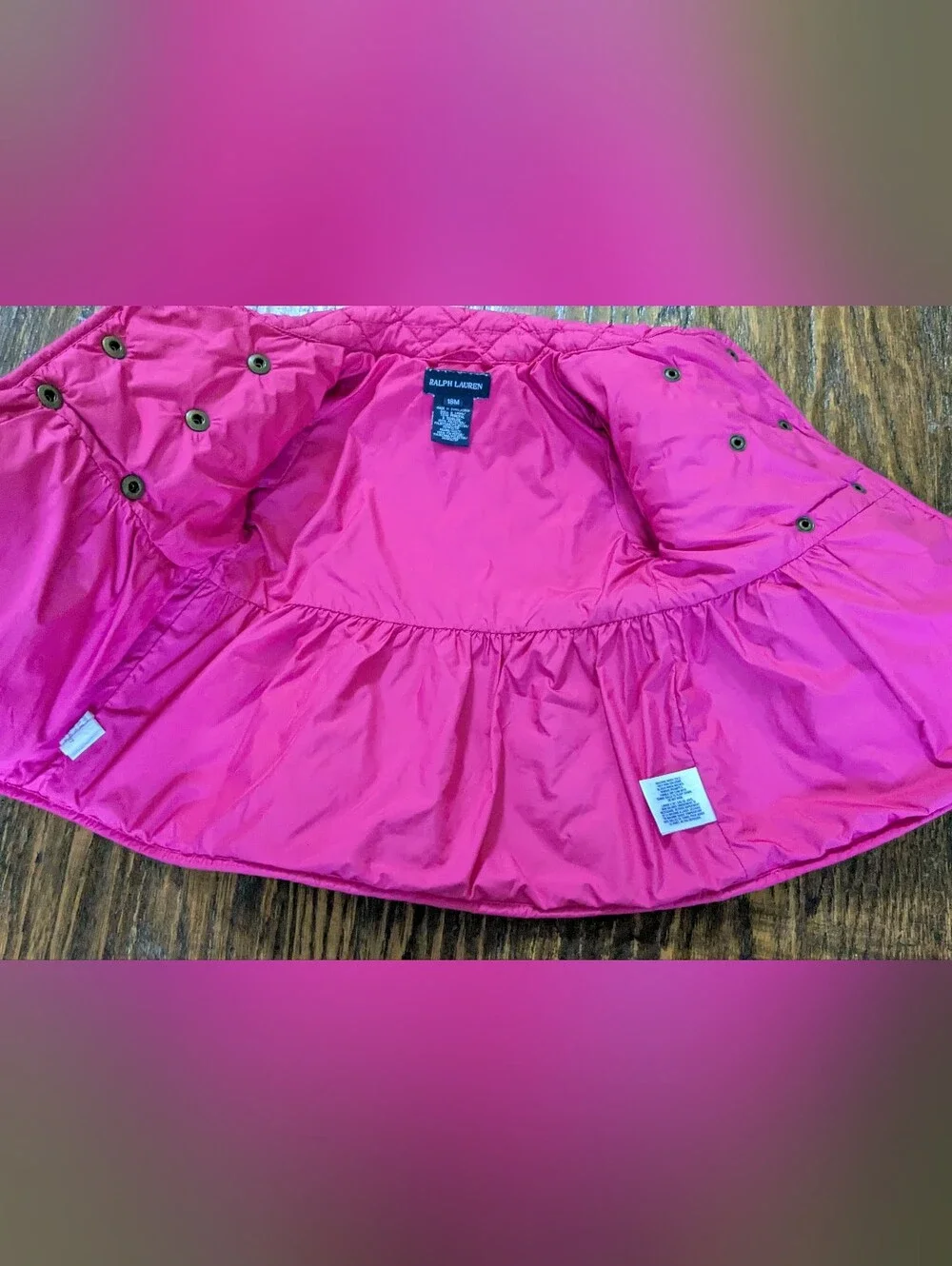 Ralph Lauren Girls Quilted Double-Breasted Pink Peacoat